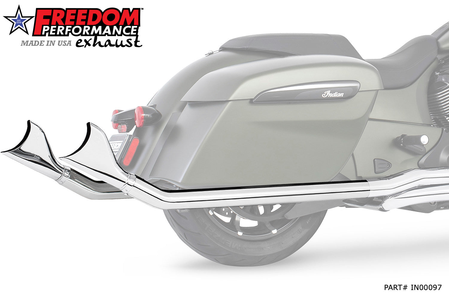 INDIAN CHIEFTAIN / ROADMASTER / SPRINGFIELD 2.5" SHARKTAIL SLIP-ONS  to Fit FREEDOM HEADERS Only