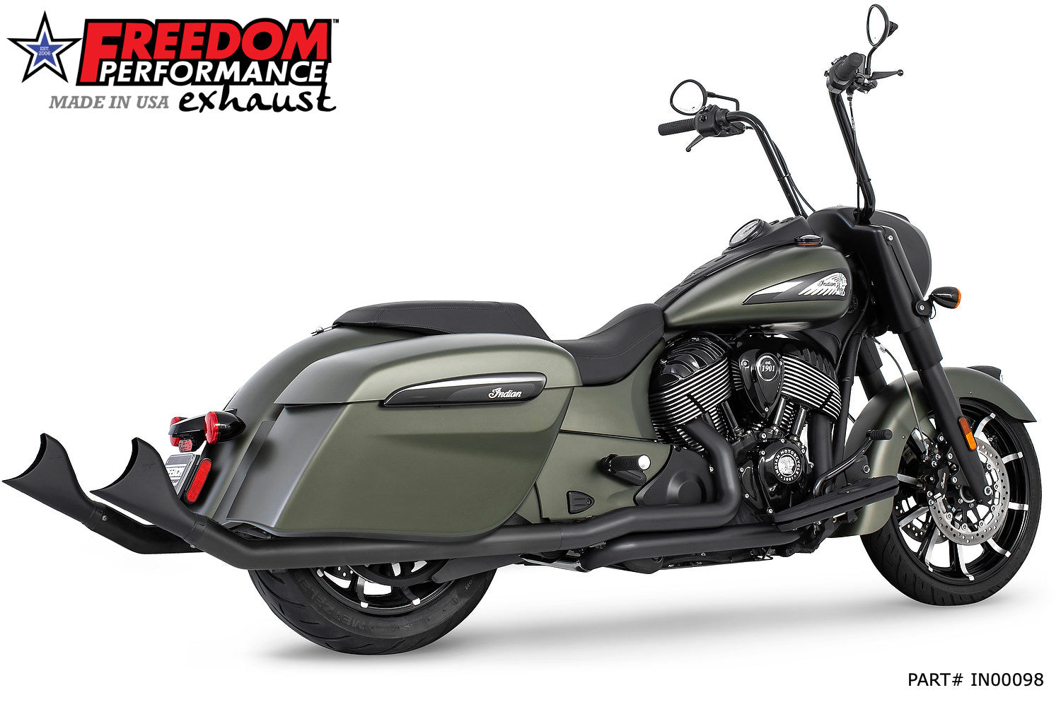 INDIAN CHIEFTAIN / ROADMASTER / SPRINGFIELD 2.5" SHARKTAIL SLIP-ONS  to Fit FREEDOM HEADERS Only