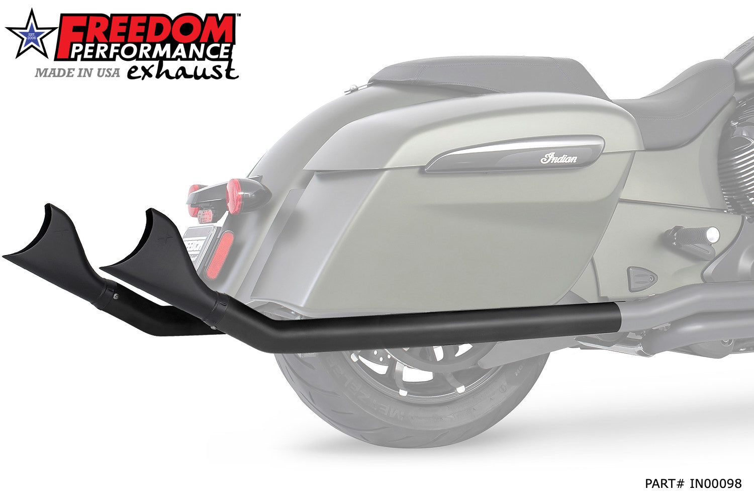 INDIAN CHIEFTAIN / ROADMASTER / SPRINGFIELD 2.5" SHARKTAIL SLIP-ONS  to Fit FREEDOM HEADERS Only
