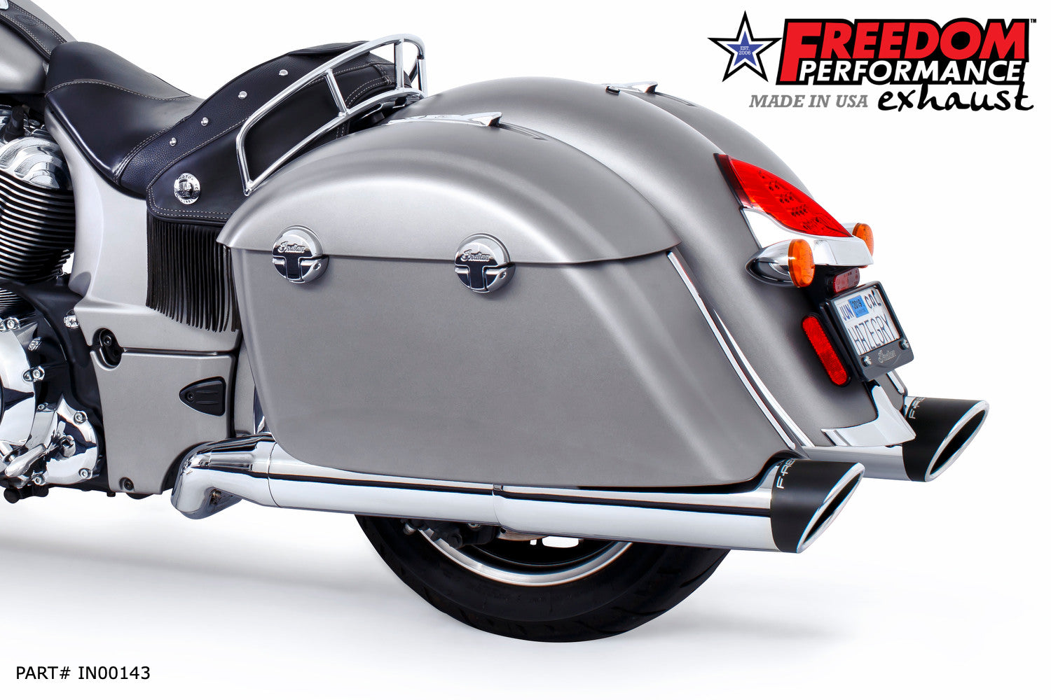 INDIAN CHIEFTAIN / ROADMASTER / SPRINGFIELD / CHALLENGER/ PURSUIT / ELITE W/ HARD BAGS 2-INTO-1 "LEFT-SIDE ONLY" GHOST PIPE 2014-PRESENT (SPECIAL ORDER)