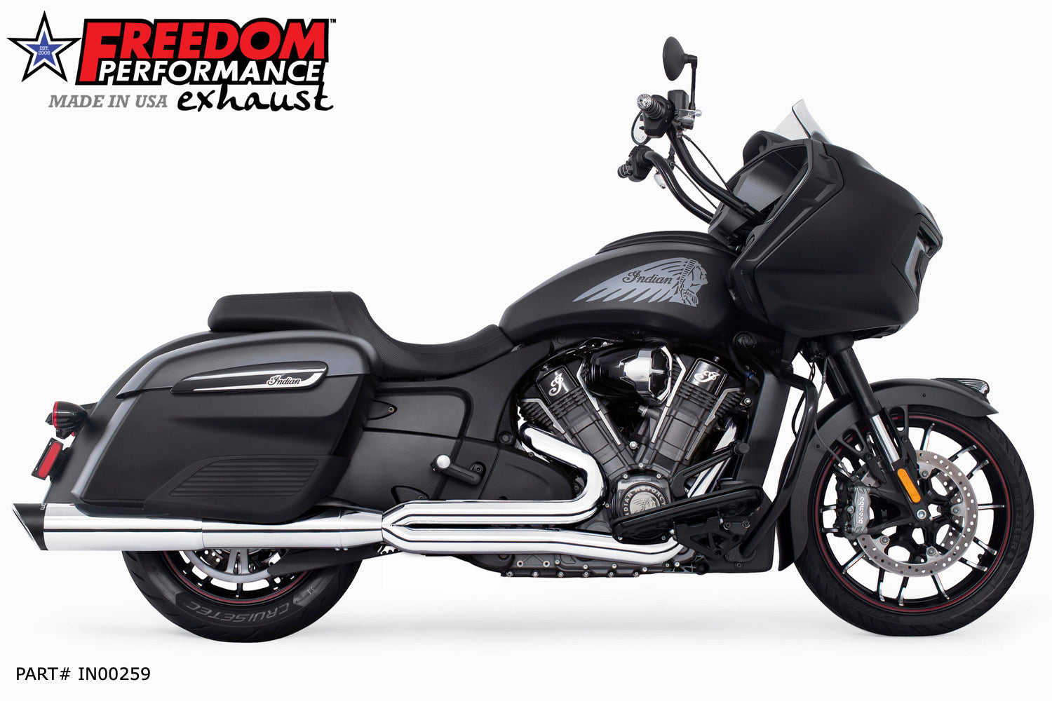 INDIAN CHALLENGER/PURSUIT/ELITE UNION FULL SYSTEM 2-INTO-1 RIGHT-SIDE ONLY