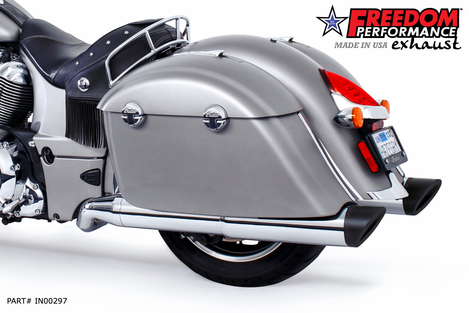 INDIAN CHIEFTAIN / ROADMASTER / SPRINGFIELD / CHALLENGER/ PURSUIT / ELITE W/ HARD BAGS 2-INTO-1 "LEFT-SIDE ONLY" GHOST PIPE 2014-PRESENT (SPECIAL ORDER)