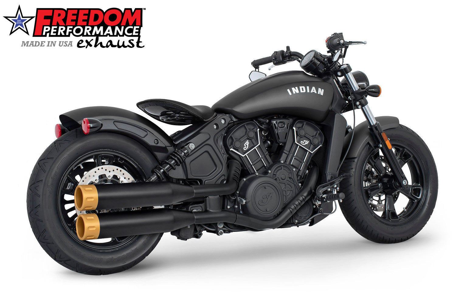 INDIAN SCOUT-ROGUE-BOBBER-SIXTY-SPORT FREEDOM 4" SLIP-ONS 2014-2024 Bundle