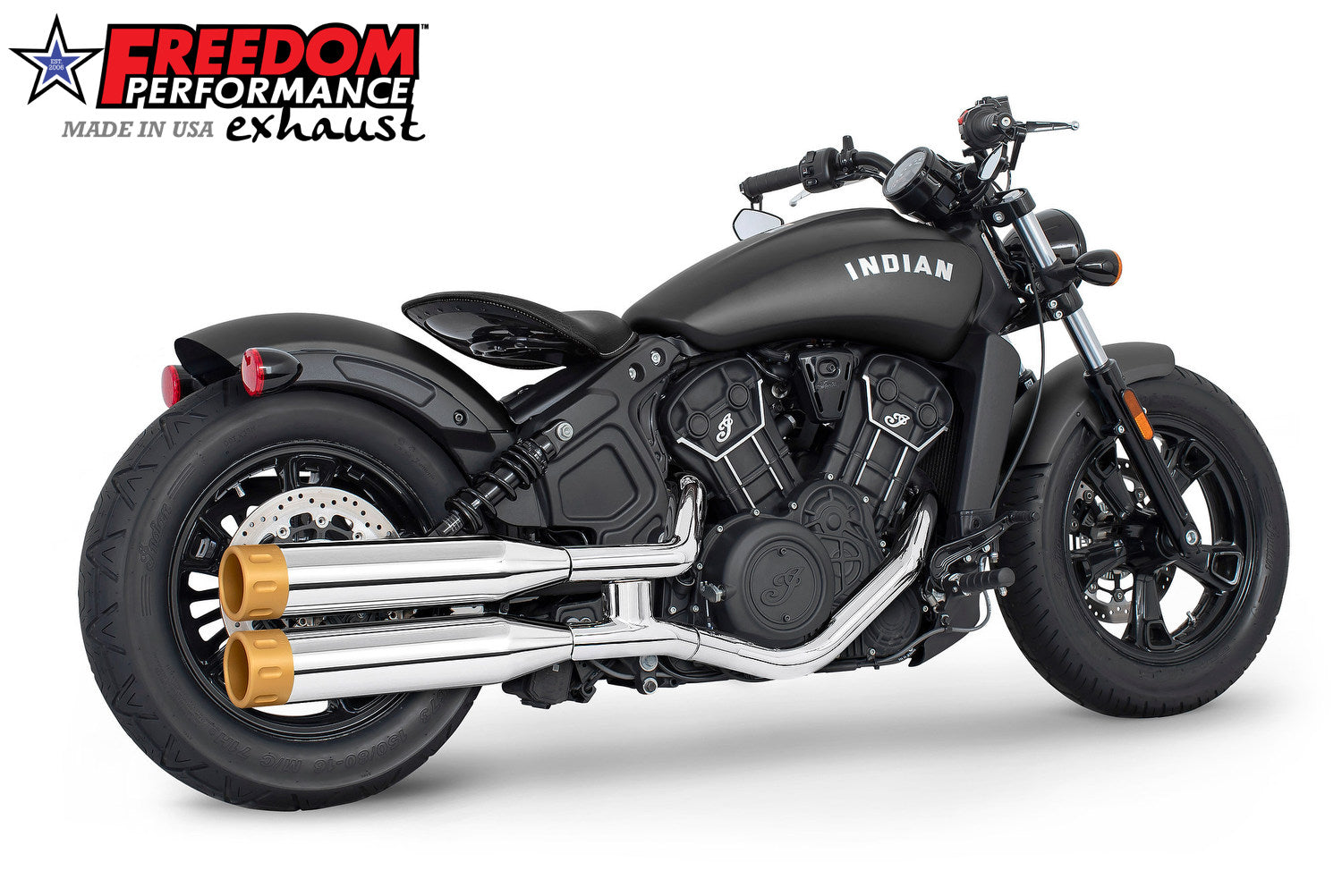 INDIAN SCOUT-ROGUE-BOBBER-SIXTY-SPORT FREEDOM 4" SLIP-ONS 2014-2024 Bundle