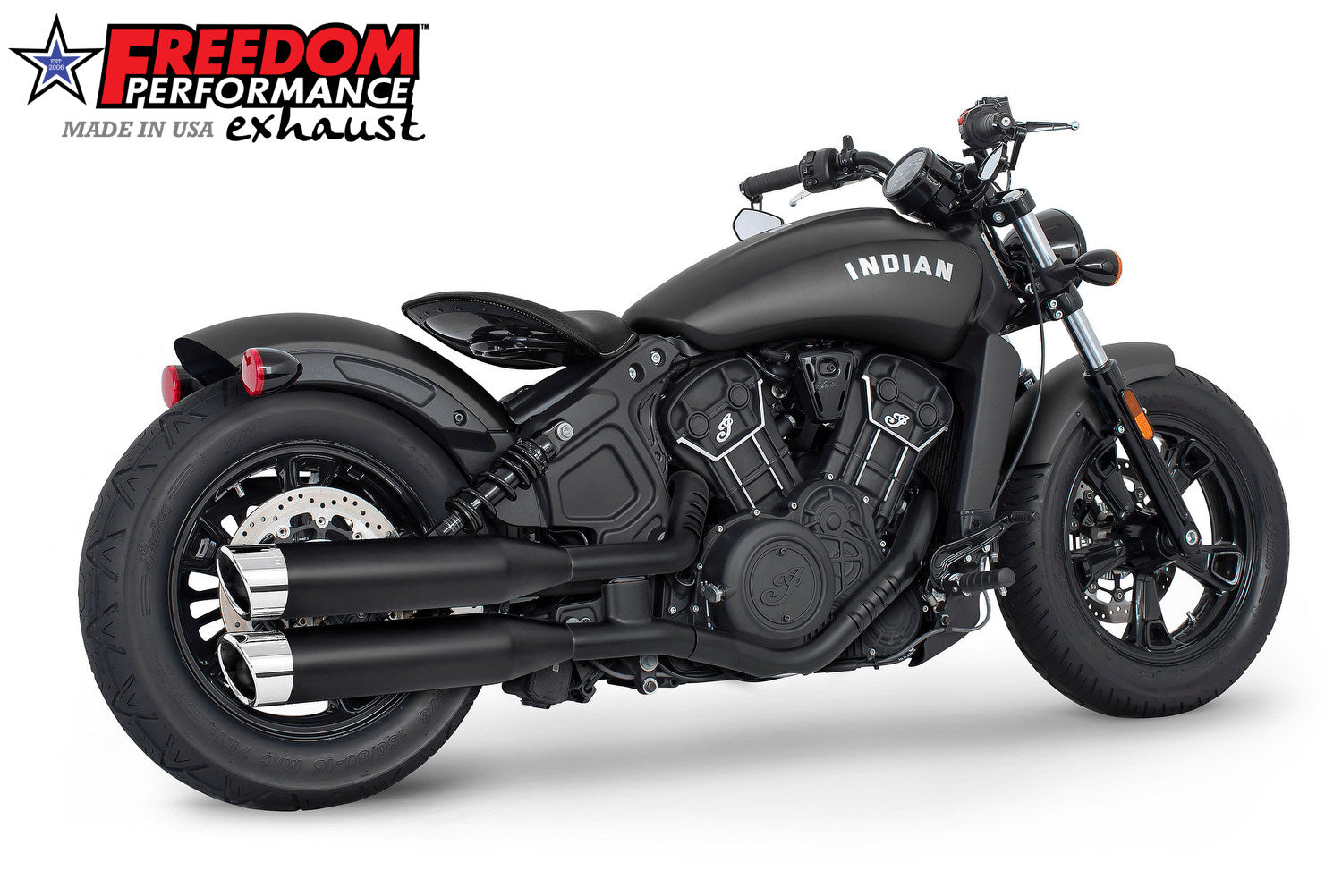 INDIAN SCOUT-ROGUE-BOBBER-SIXTY-SPORT FREEDOM 4" SLIP-ONS 2014-2024 Bundle