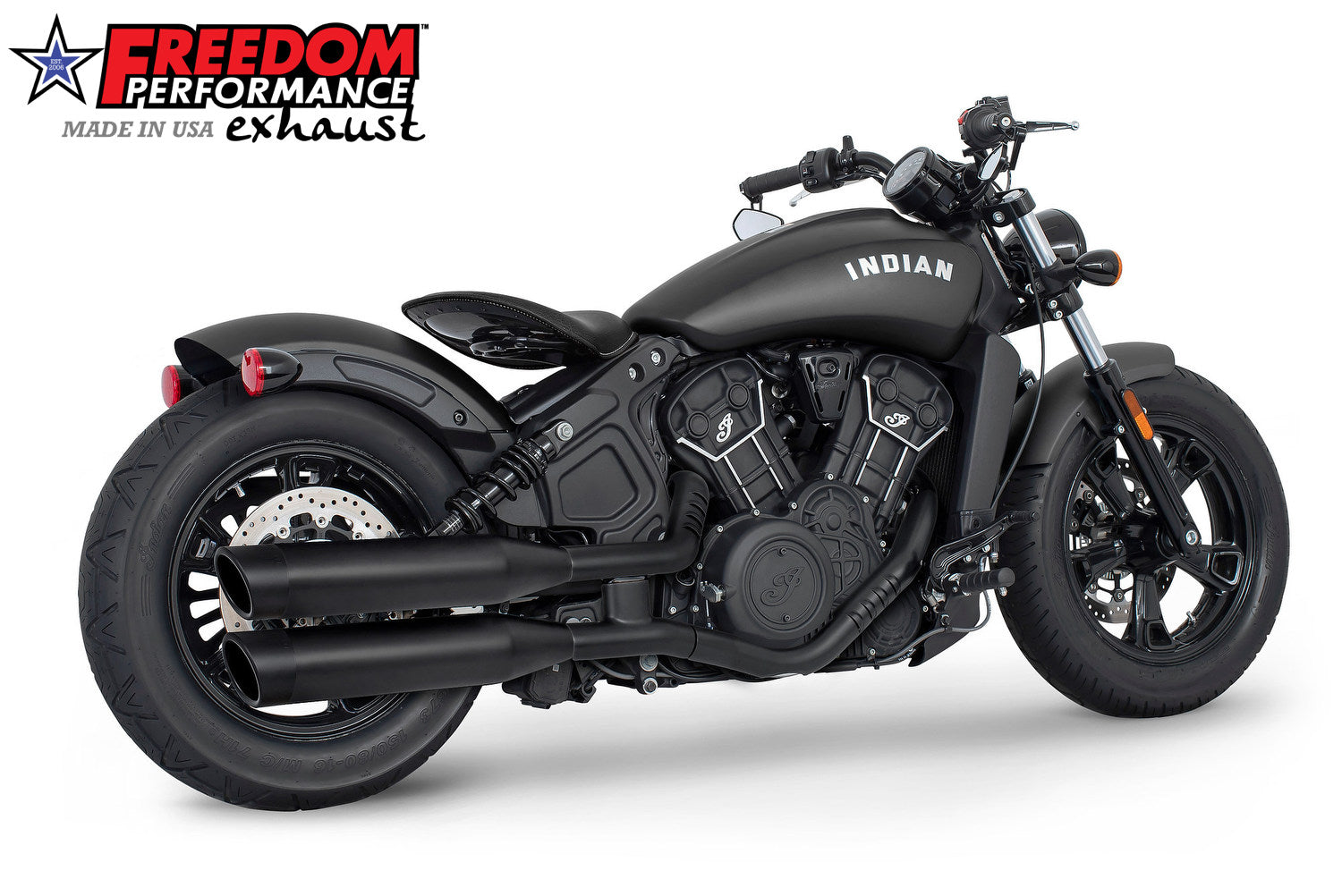 INDIAN SCOUT-ROGUE-BOBBER-SIXTY-SPORT FREEDOM 4" SLIP-ONS 2014-2024 Bundle