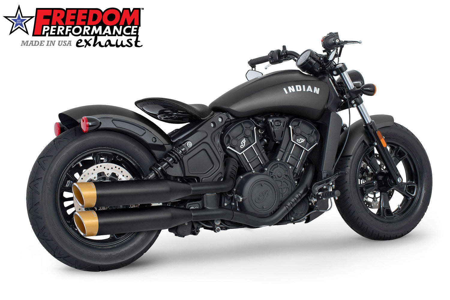 INDIAN SCOUT-ROGUE-BOBBER-SIXTY-SPORT FREEDOM 4" SLIP-ONS 2014-2024 Bundle