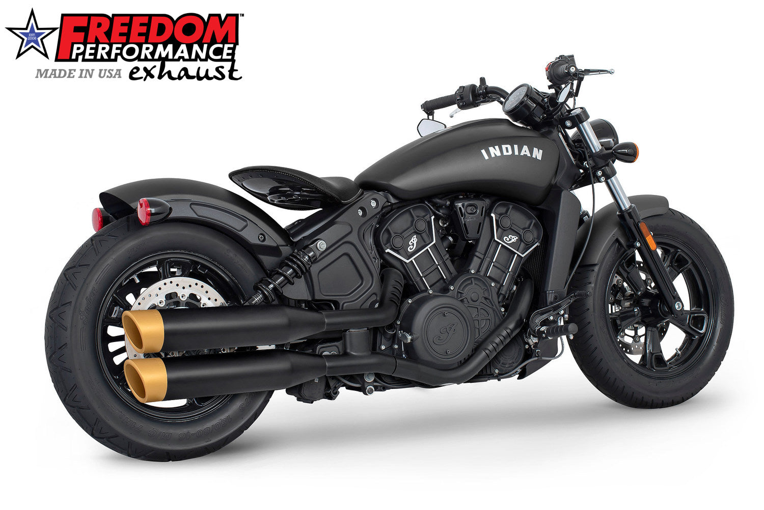 INDIAN SCOUT-ROGUE-BOBBER-SIXTY-SPORT FREEDOM 4" SLIP-ONS 2014-2024 Bundle
