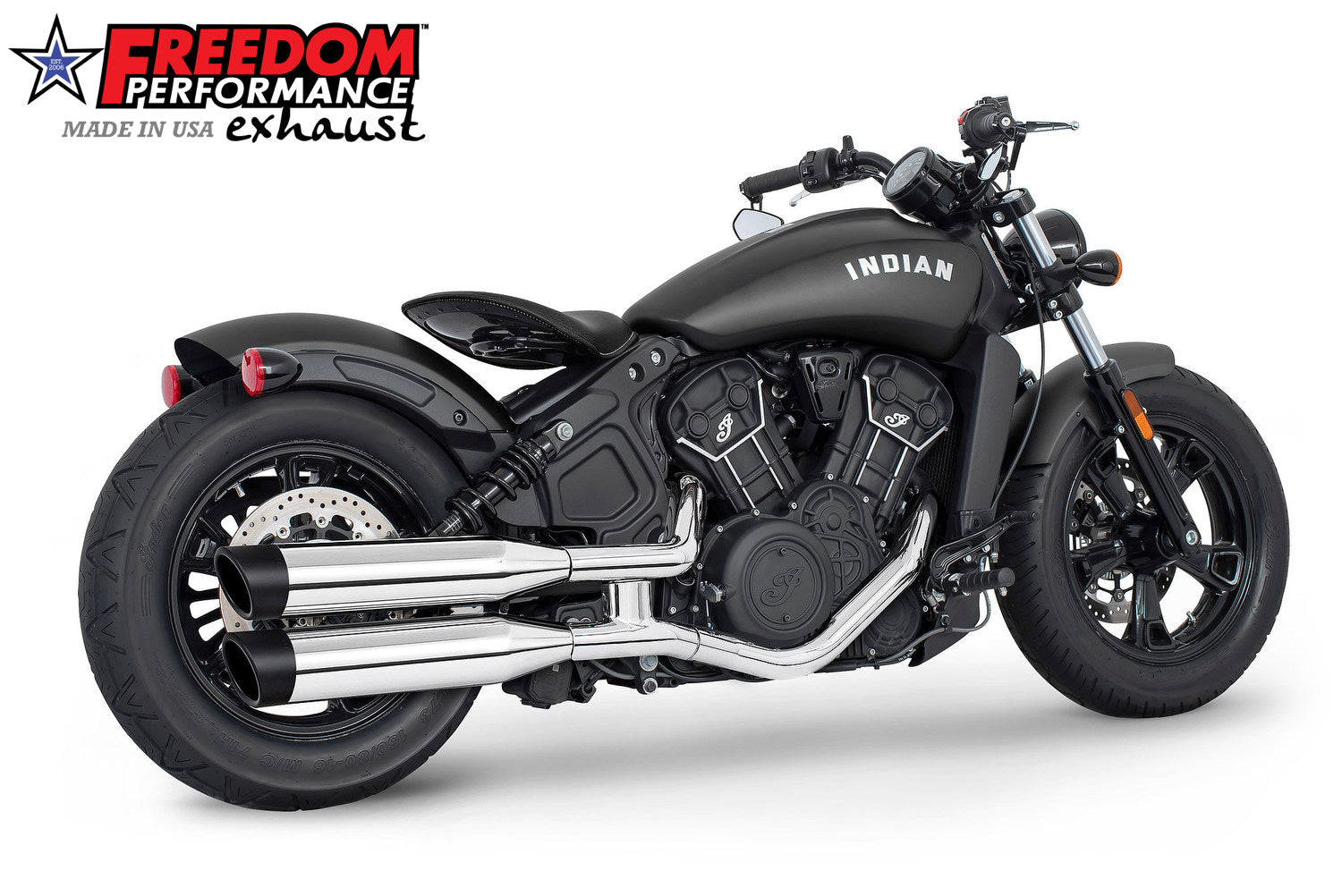 INDIAN SCOUT-ROGUE-BOBBER-SIXTY-SPORT FREEDOM 4" SLIP-ONS 2014-2024 Bundle