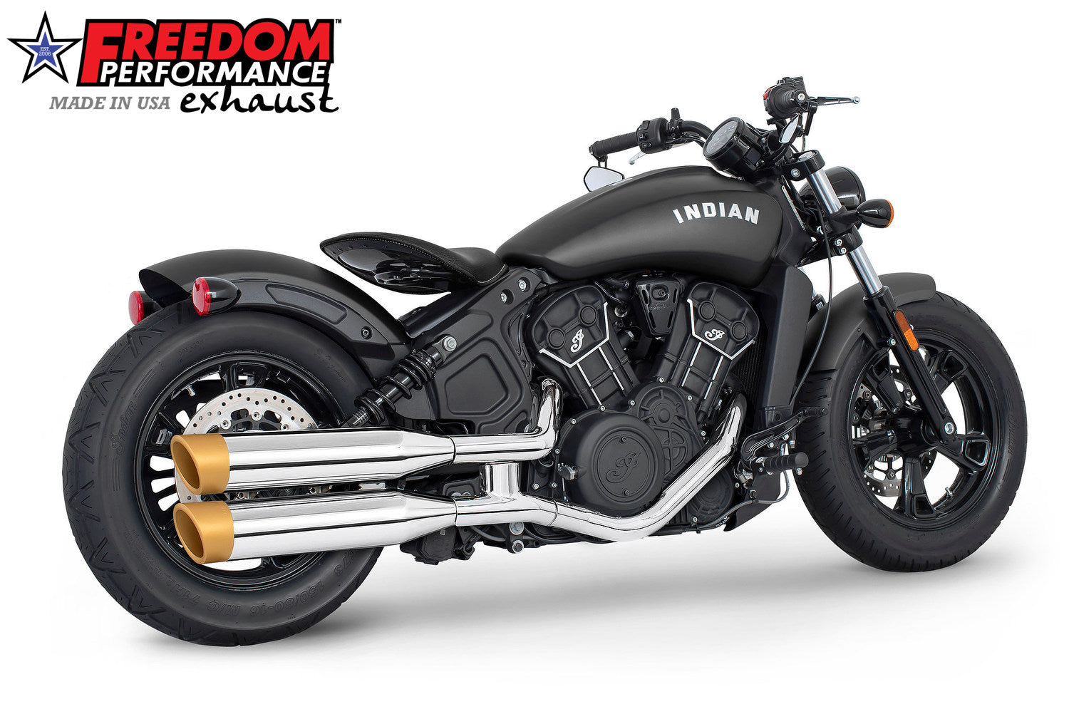 INDIAN SCOUT-ROGUE-BOBBER-SIXTY-SPORT FREEDOM 4" SLIP-ONS 2014-2024 Bundle