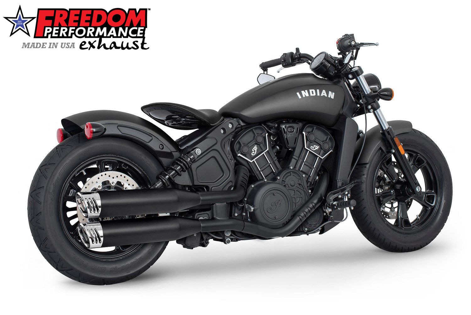 INDIAN SCOUT-ROGUE-BOBBER-SIXTY-SPORT FREEDOM 4" SLIP-ONS 2014-2024 Bundle
