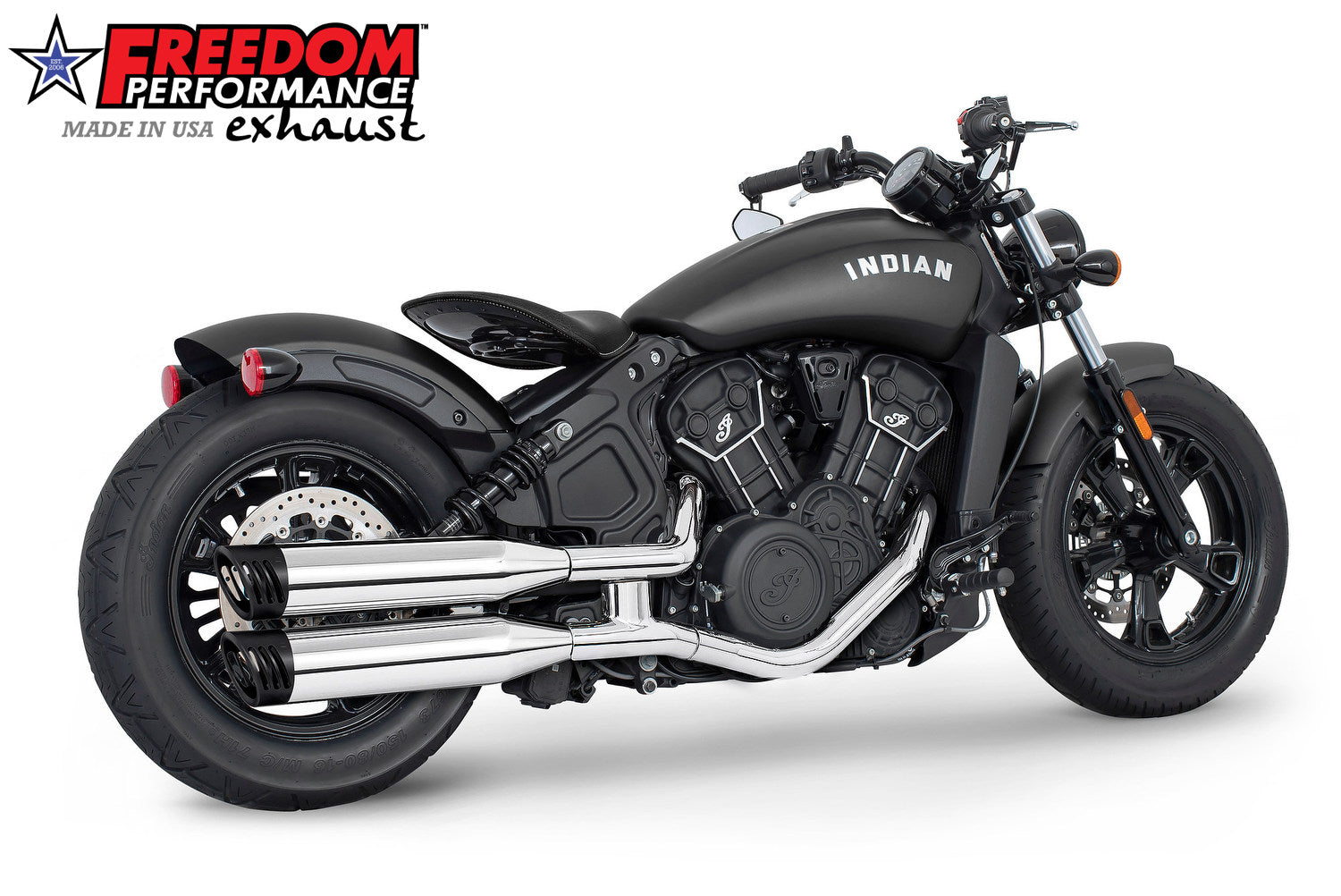 INDIAN SCOUT-ROGUE-BOBBER-SIXTY-SPORT FREEDOM 4" SLIP-ONS 2014-2024 Bundle