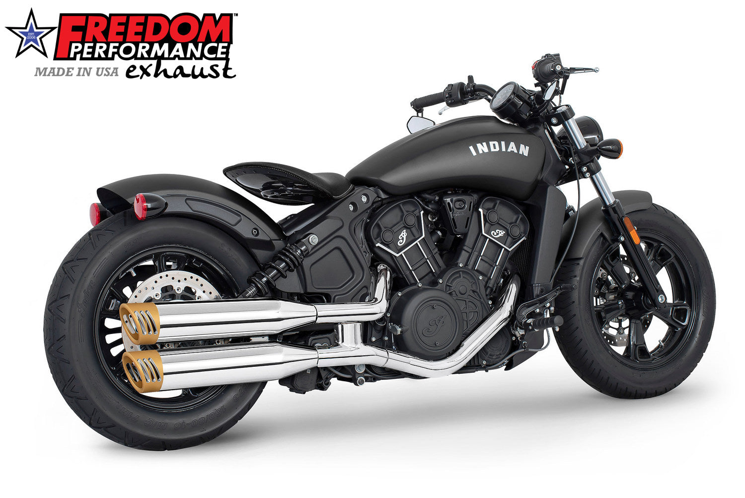 INDIAN SCOUT-ROGUE-BOBBER-SIXTY-SPORT FREEDOM 4" SLIP-ONS 2014-2024 Bundle