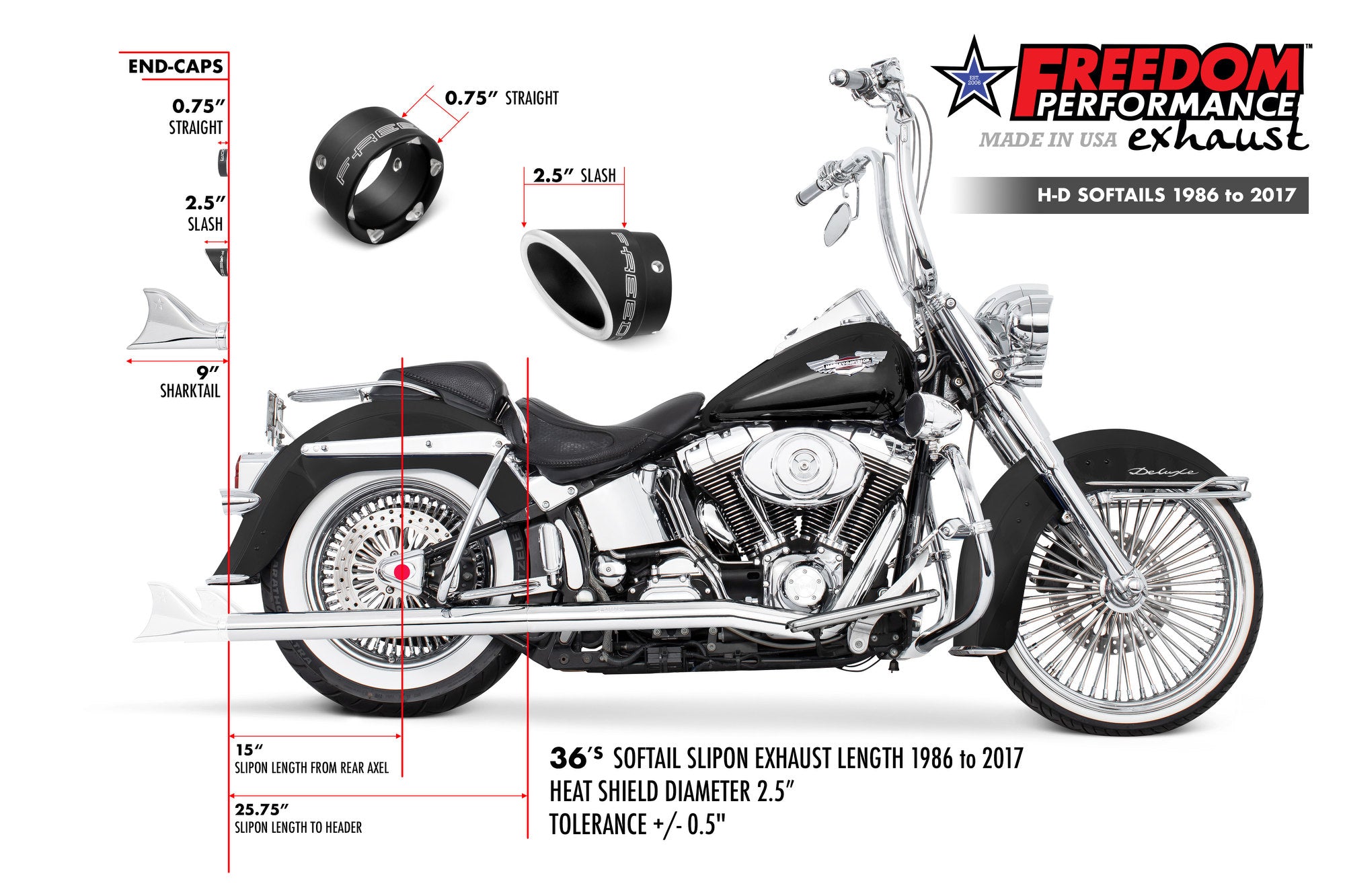HARLEY SOFTAIL 2.5" CLASSIC SLIP-ONS 1997-2017 *FITS FREEDOM HEADERS ONLY*