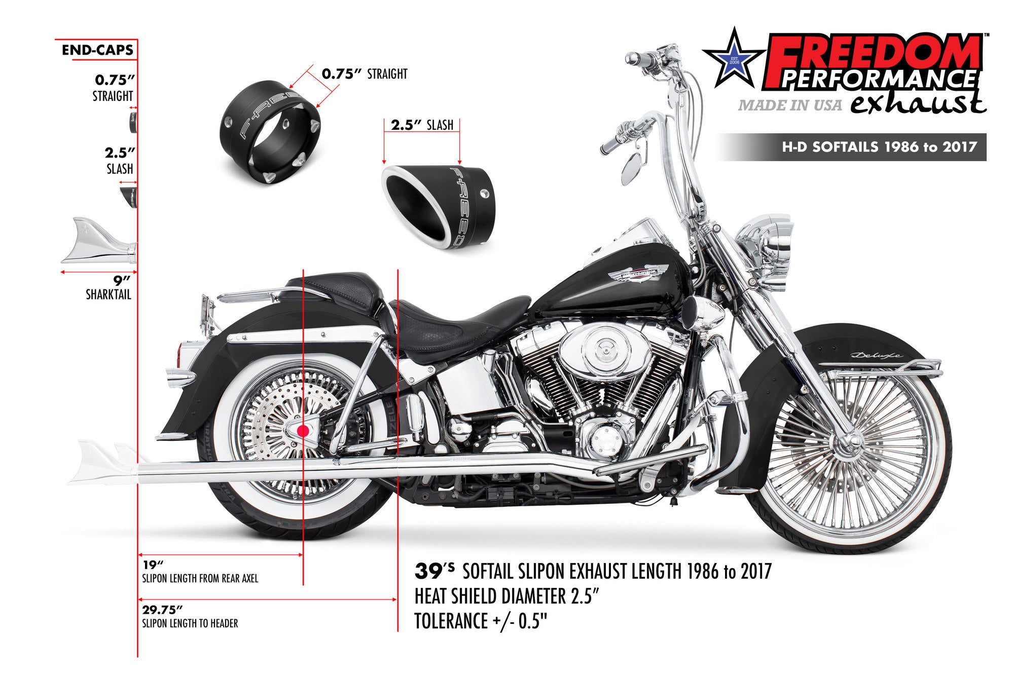 HARLEY SOFTAIL 2.5" CLASSIC SLIP-ONS 1997-2017 *FITS FREEDOM HEADERS ONLY*