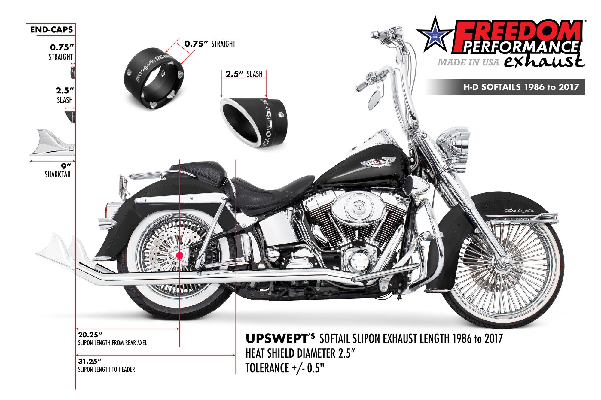 HARLEY SOFTAIL 2.5" CLASSIC SLIP-ONS 1997-2017 *FITS FREEDOM HEADERS ONLY*