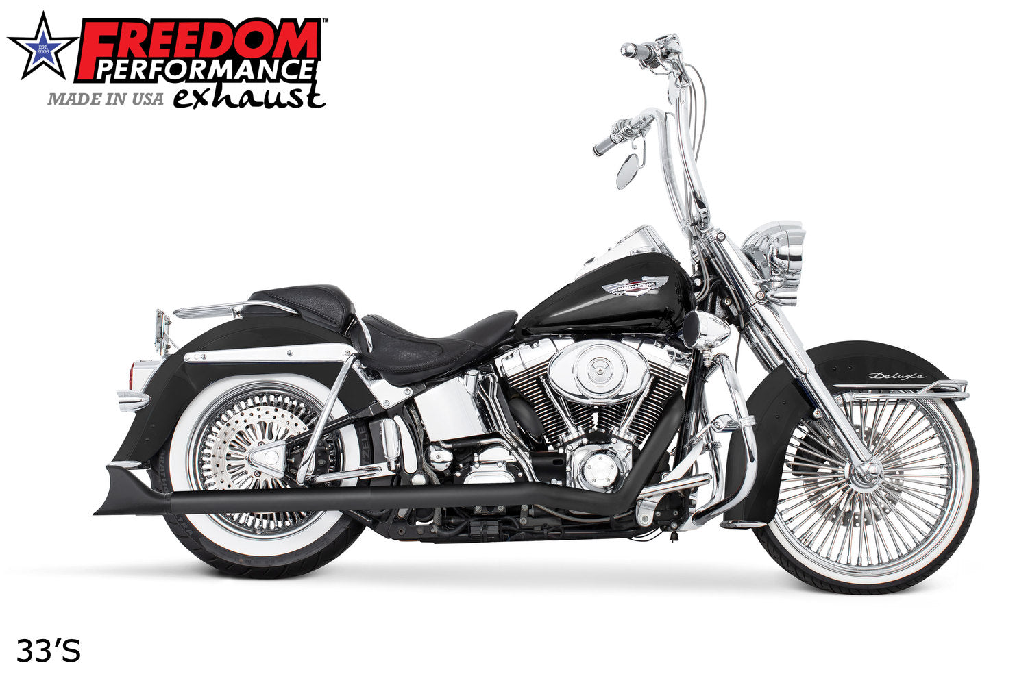HARLEY SOFTAIL 2.5" CLASSIC SHARKTAIL/CREEPERS TRUE-DUALS FULL SYSTEM Fits 1986-2006 or 2007-2017