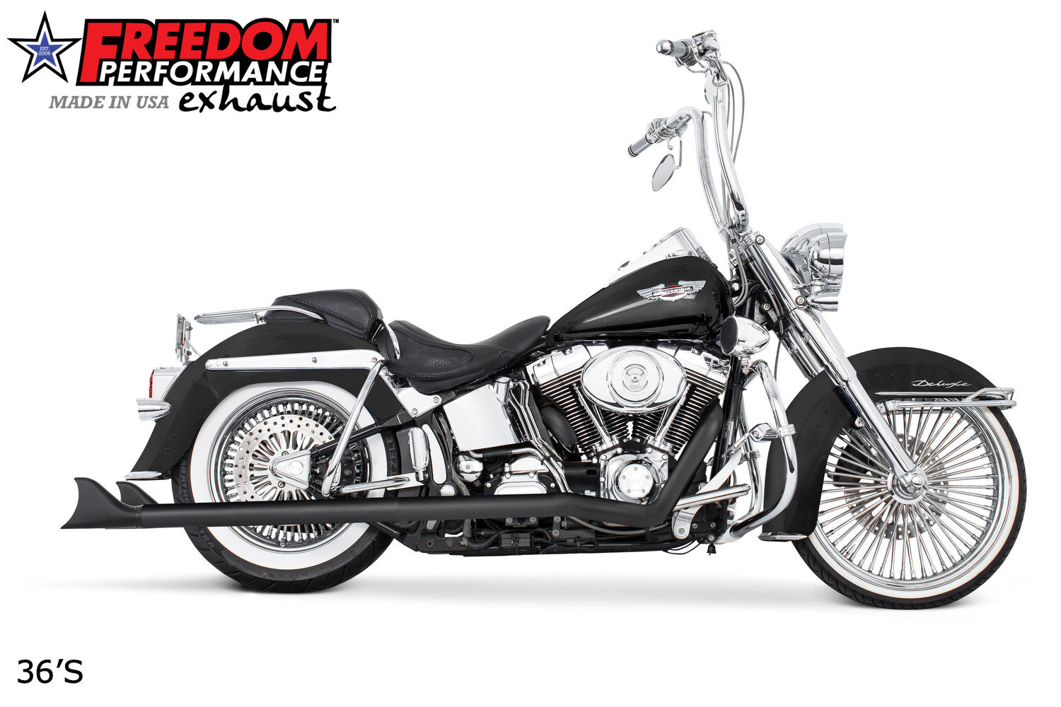 HARLEY SOFTAIL 2.5" CLASSIC SHARKTAIL/CREEPERS TRUE-DUALS FULL SYSTEM Fits 1986-2006 or 2007-2017