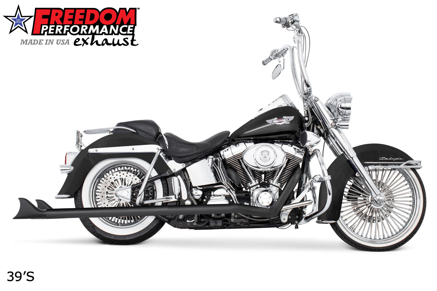 HARLEY SOFTAIL 2.5" CLASSIC SHARKTAIL/CREEPERS TRUE-DUALS FULL SYSTEM Fits 1986-2006 or 2007-2017