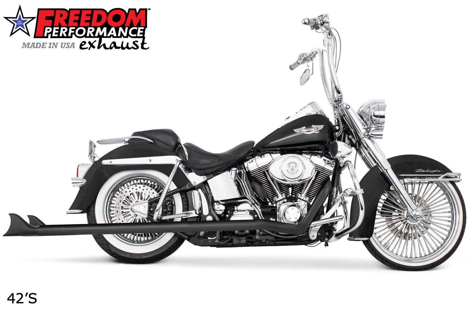 HARLEY SOFTAIL 2.5" CLASSIC SHARKTAIL/CREEPERS TRUE-DUALS FULL SYSTEM Fits 1986-2006 or 2007-2017