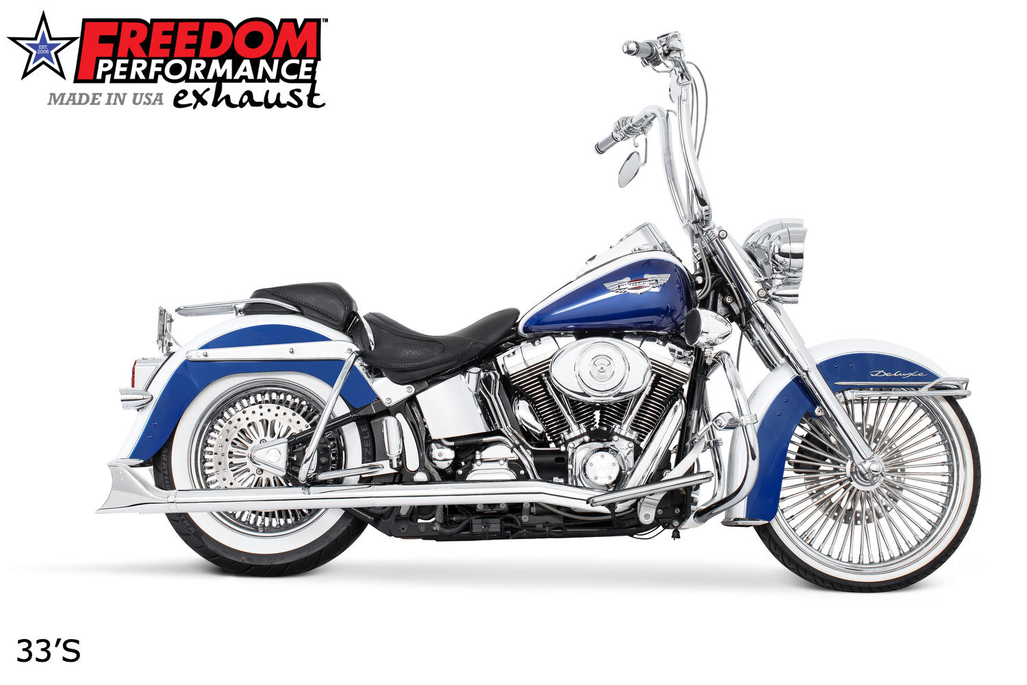 HARLEY SOFTAIL 2.5" CLASSIC SHARKTAIL/CREEPERS TRUE-DUALS FULL SYSTEM Fits 1986-2006 or 2007-2017