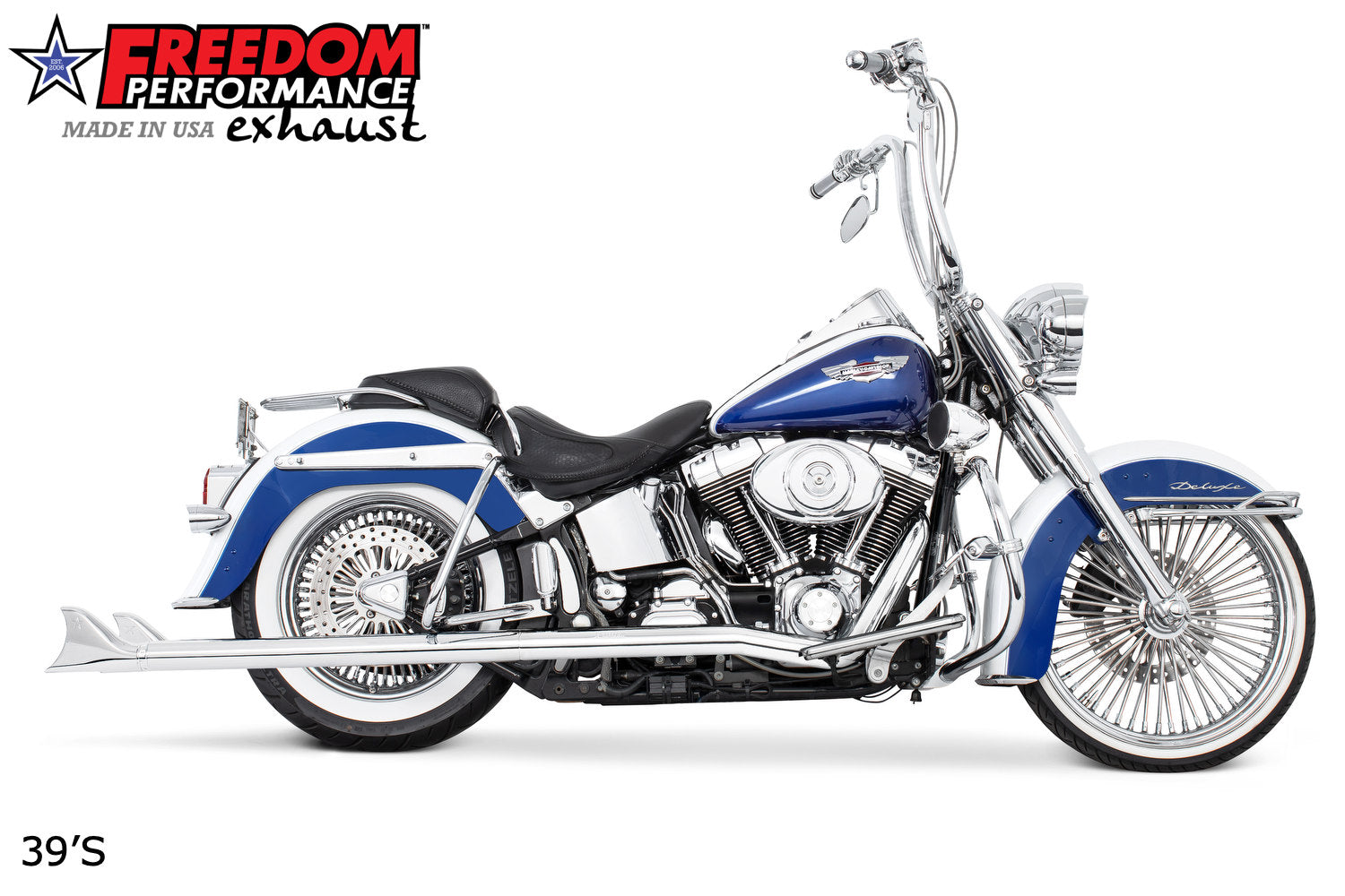 HARLEY SOFTAIL 2.5" CLASSIC SHARKTAIL/CREEPERS TRUE-DUALS FULL SYSTEM Fits 1986-2006 or 2007-2017