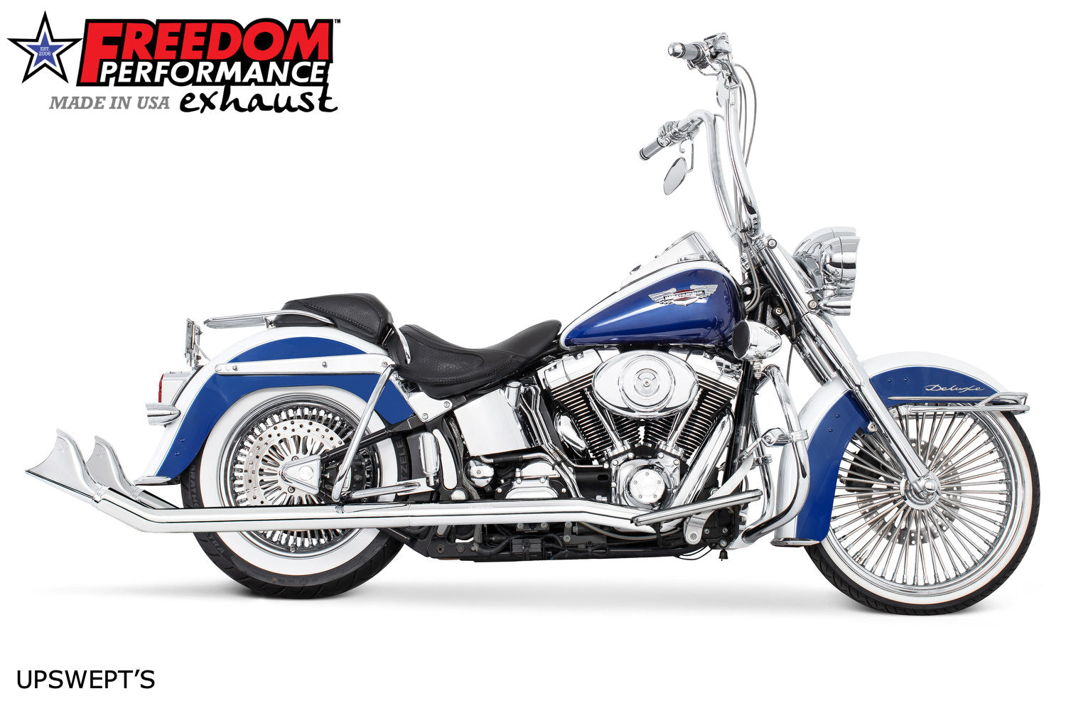 HARLEY SOFTAIL 2.5" CLASSIC SHARKTAIL/CREEPERS TRUE-DUALS FULL SYSTEM Fits 1986-2006 or 2007-2017